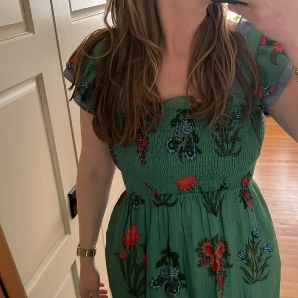 THML Magdalena Green Floral Print Midi Dress small - Picture 9 of 16